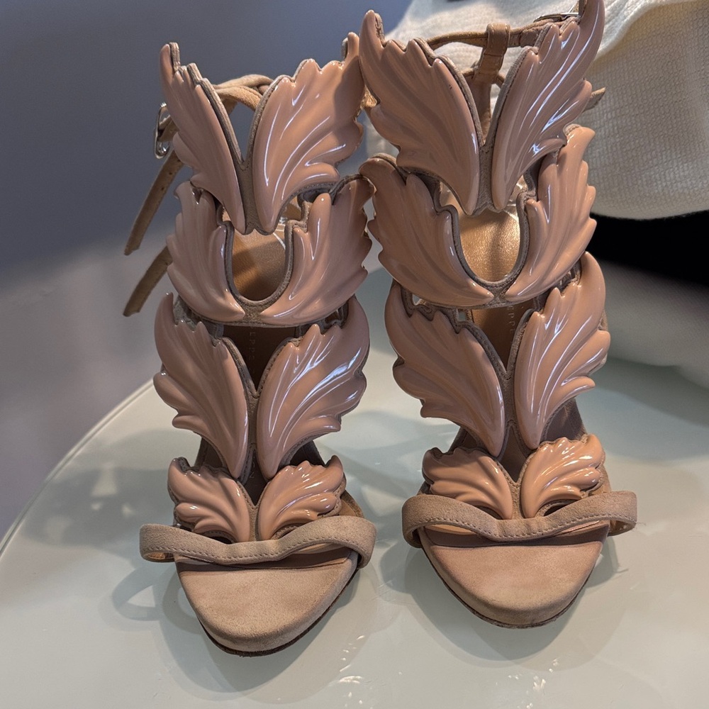 Giuseppe Zanotti Blush Leaf-Embellished Heels